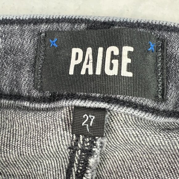 Paige Jeans Women 28x26* Cindy Cropped Straight Black Faded Raw Hem Denim Tag 27 - Picture 7 of 16